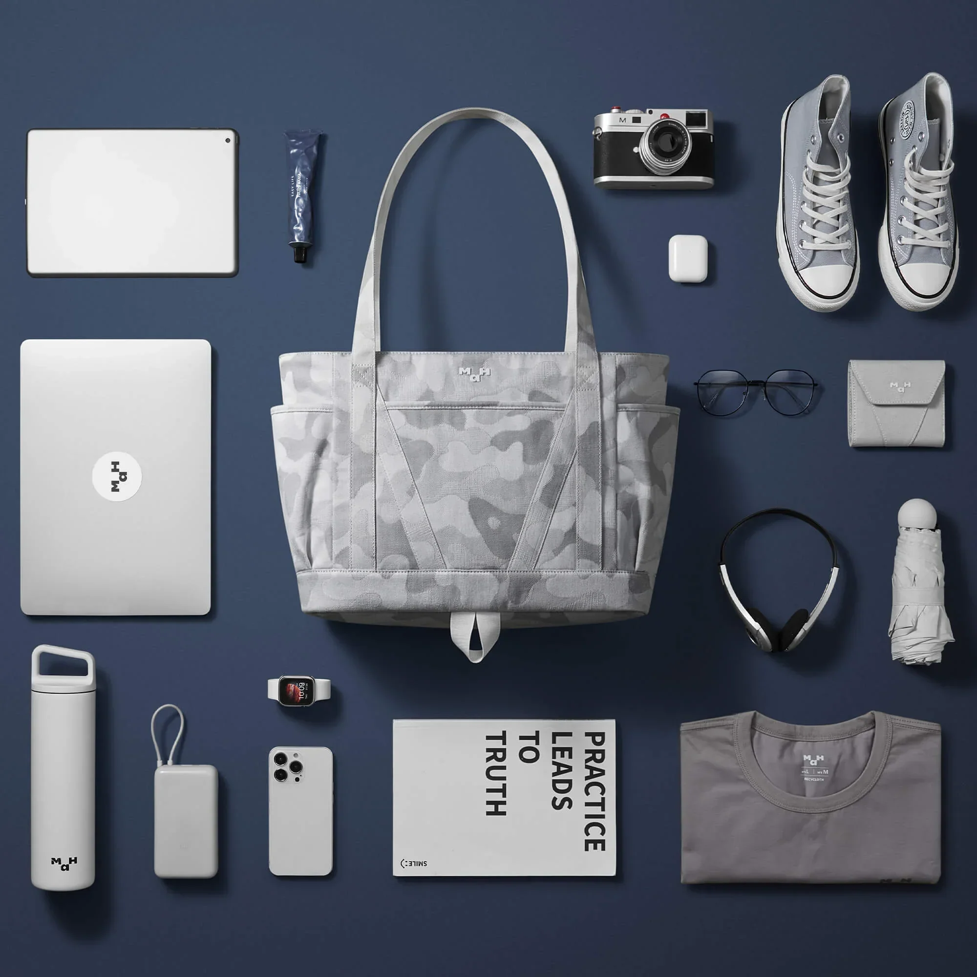 Young Tour Tote | Camouflage Denim Gray - Image 8